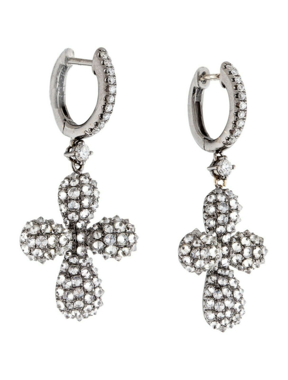 PIRANESI 18kt Black Gold 2.31 tcw Diamond Cross Drop Earrings
