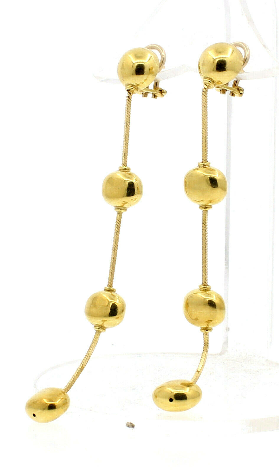 Fine Estate 18k Yellow gold Kidney Shape Dangle 3.5" Earrings 12.1 Grams