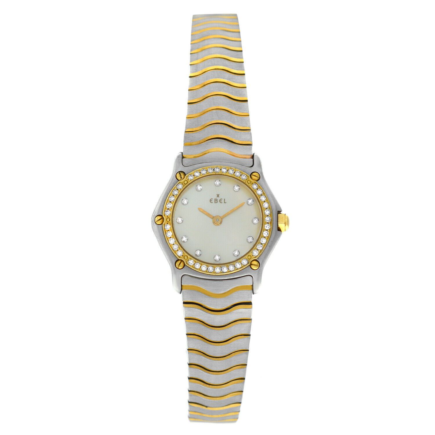 Ebel Classic Wave 166901 MOP 18K Yellow Gold Diamonds Steel 23MM Quartz Watch