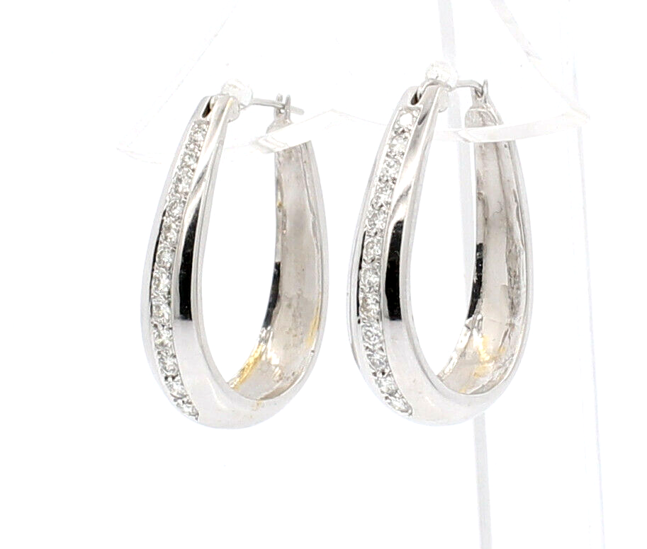 14k White Gold 1.20ct Diamond Hoop Earrings