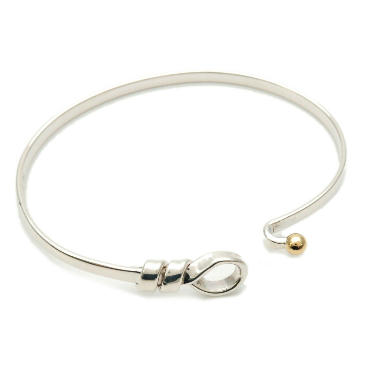 Auth TiffanyCo. Love Knot Bracelet Bangle Silver925 750YG Yellow Gold Used F/S