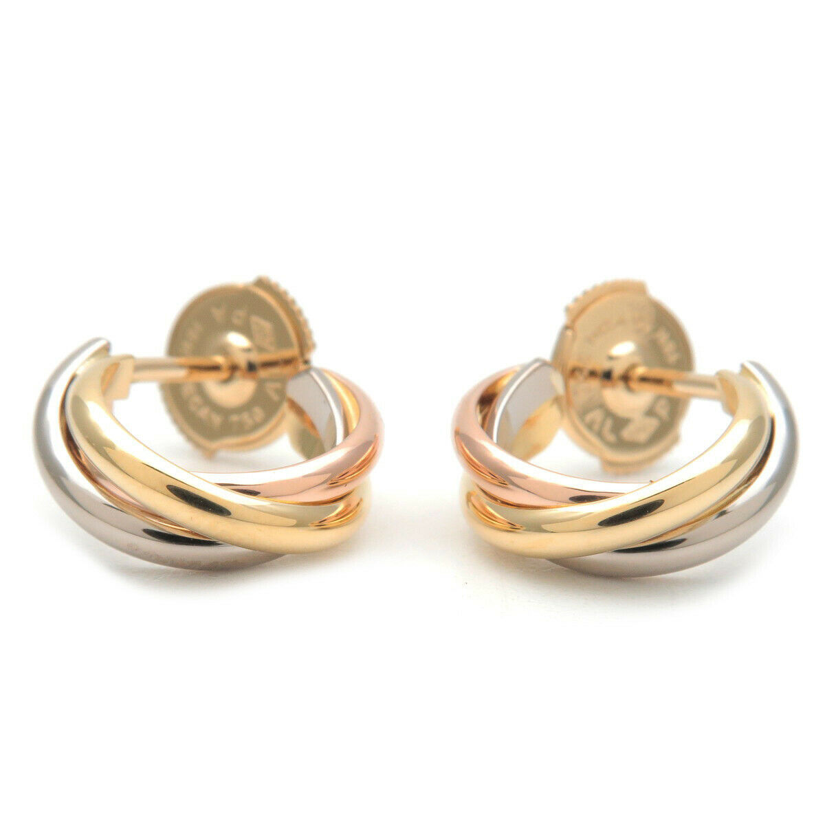 Authentic Cartier Trinity Earrings K18 750 Yellow White Rose Gold Used F/S