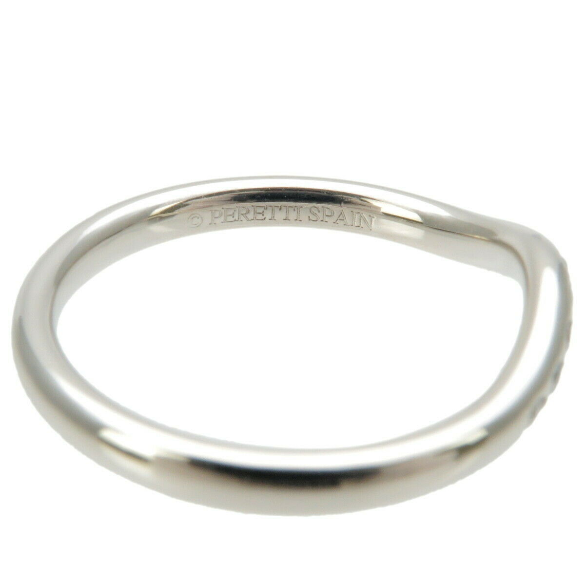Authentic TiffanyCo. Curved Band Ring 9P Diamond Platinum US4-4.5 EU47 Used F/S