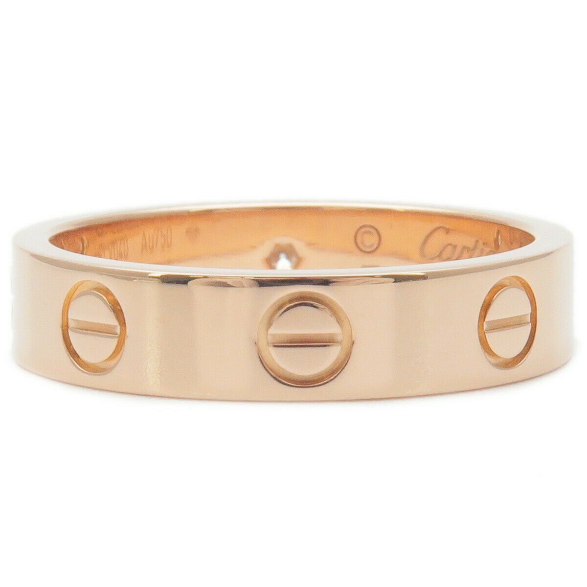 Authentic Cartier Mini Love Ring 1P Diamond K18PG 750 Rose Gold #49 US5 Used F/S
