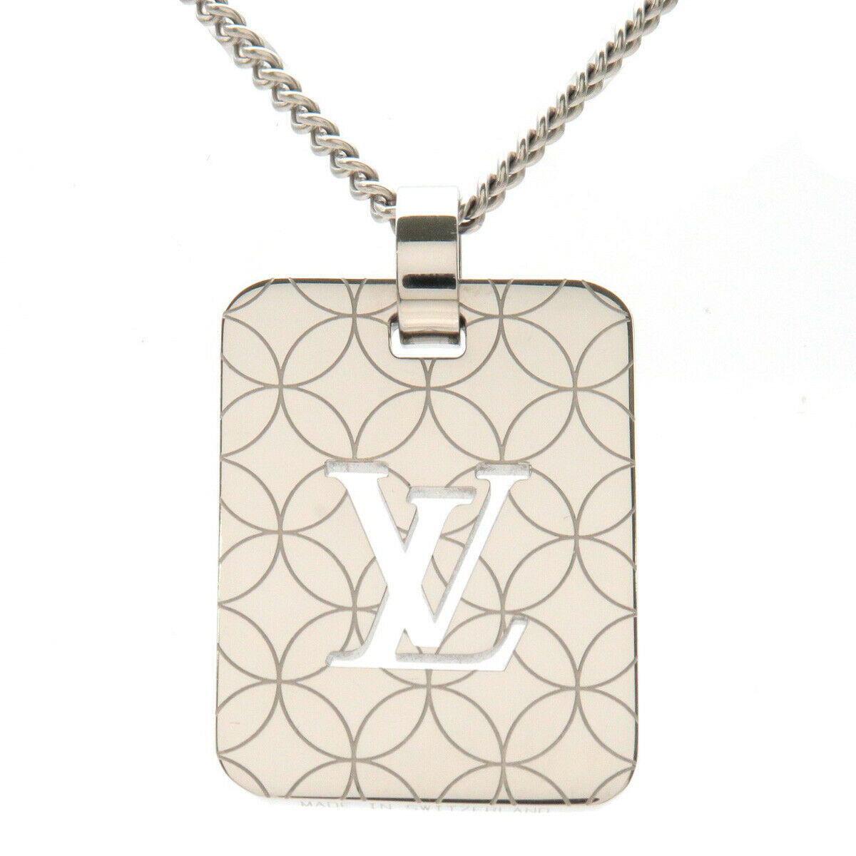 Auth Louis Vuitton Pendentif Champs Elysees PM Necklace Silver M65452 Used F/S