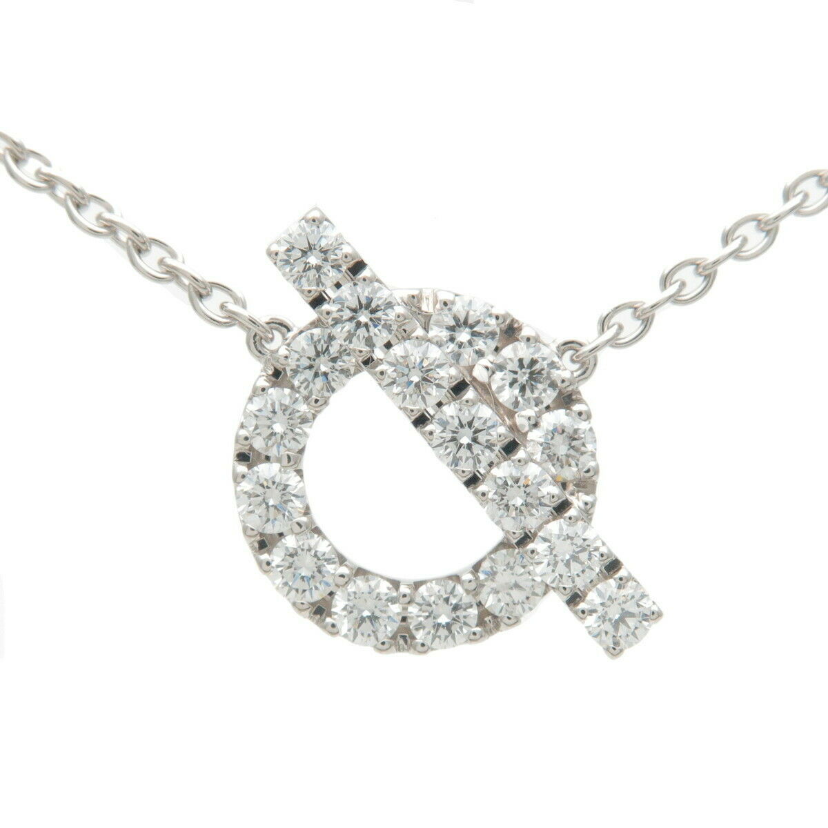 Authentic Hermes Finesse Diamond Necklace 0.46ct K18WG 750WG White Gold Used F/S
