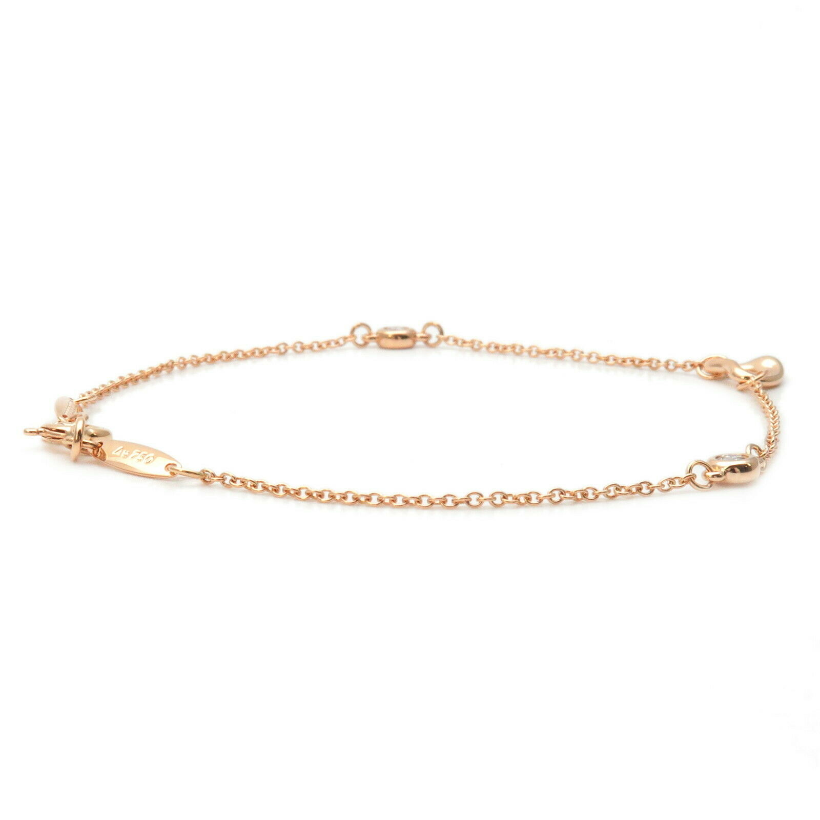 Auth TiffanyCo. By The Yard Open Heart 2P Diamond Bracelet Rose Gold Used F/S