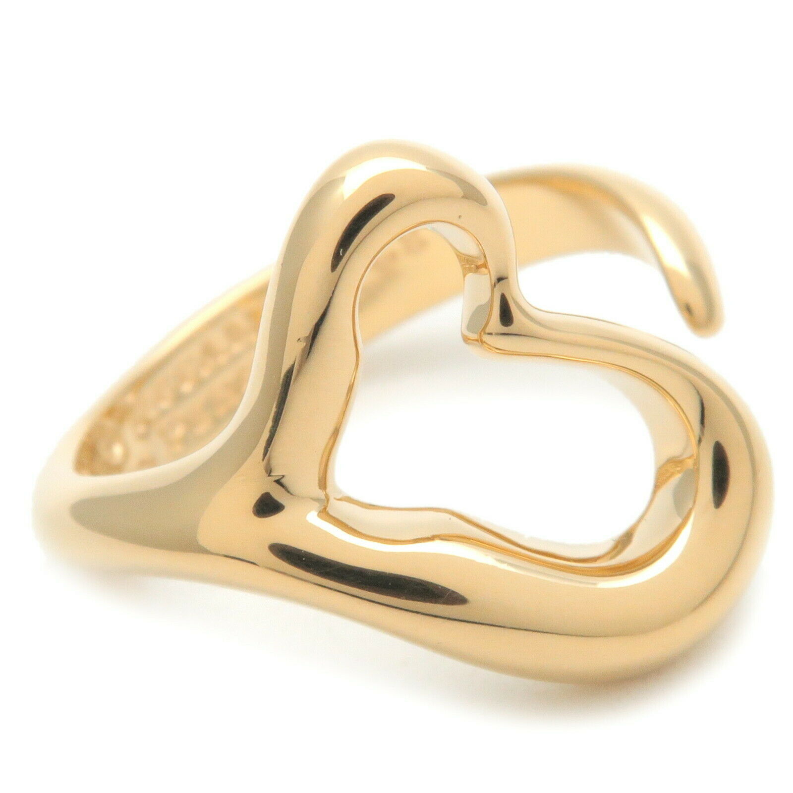 Authentic TiffanyCo. Open Heart Ring Yellow Gold #11 US5.5-6 EU51.5 Used F/S