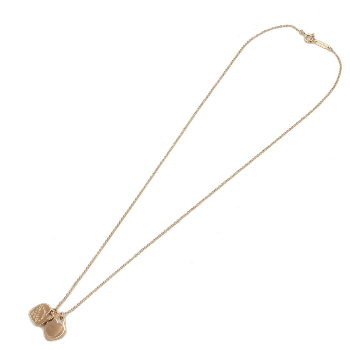 Auth TiffanyCo. Return to Tiffany Mini Double Heart Tag Necklace K18PG Used F/S