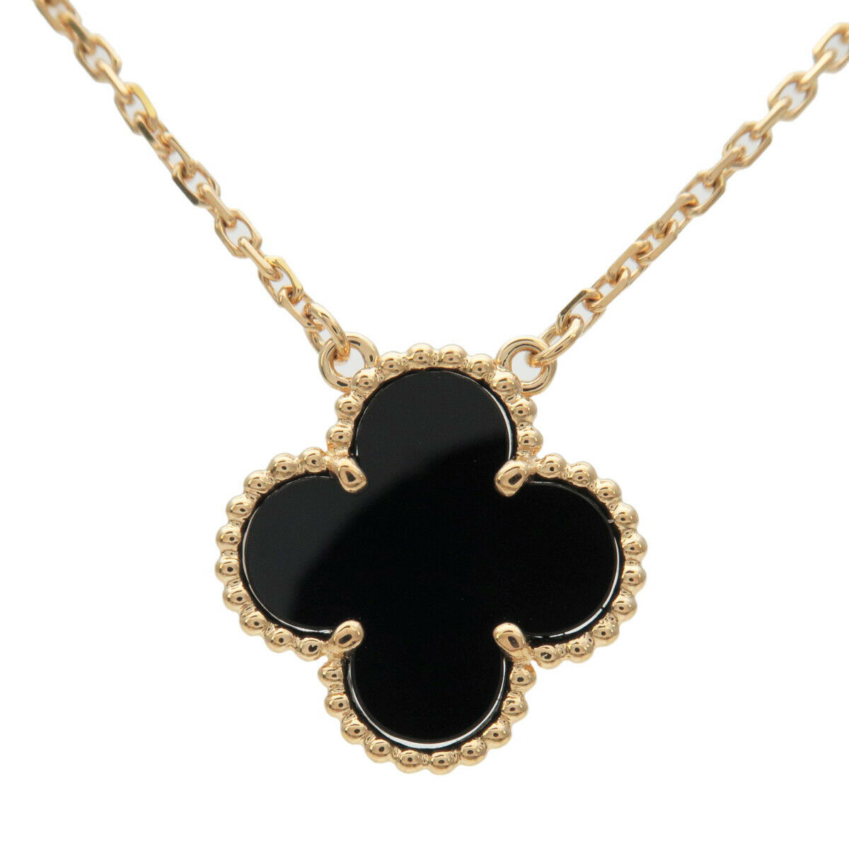 Van Cleef  Arpels Vintage Alhambra Onyx Necklace 