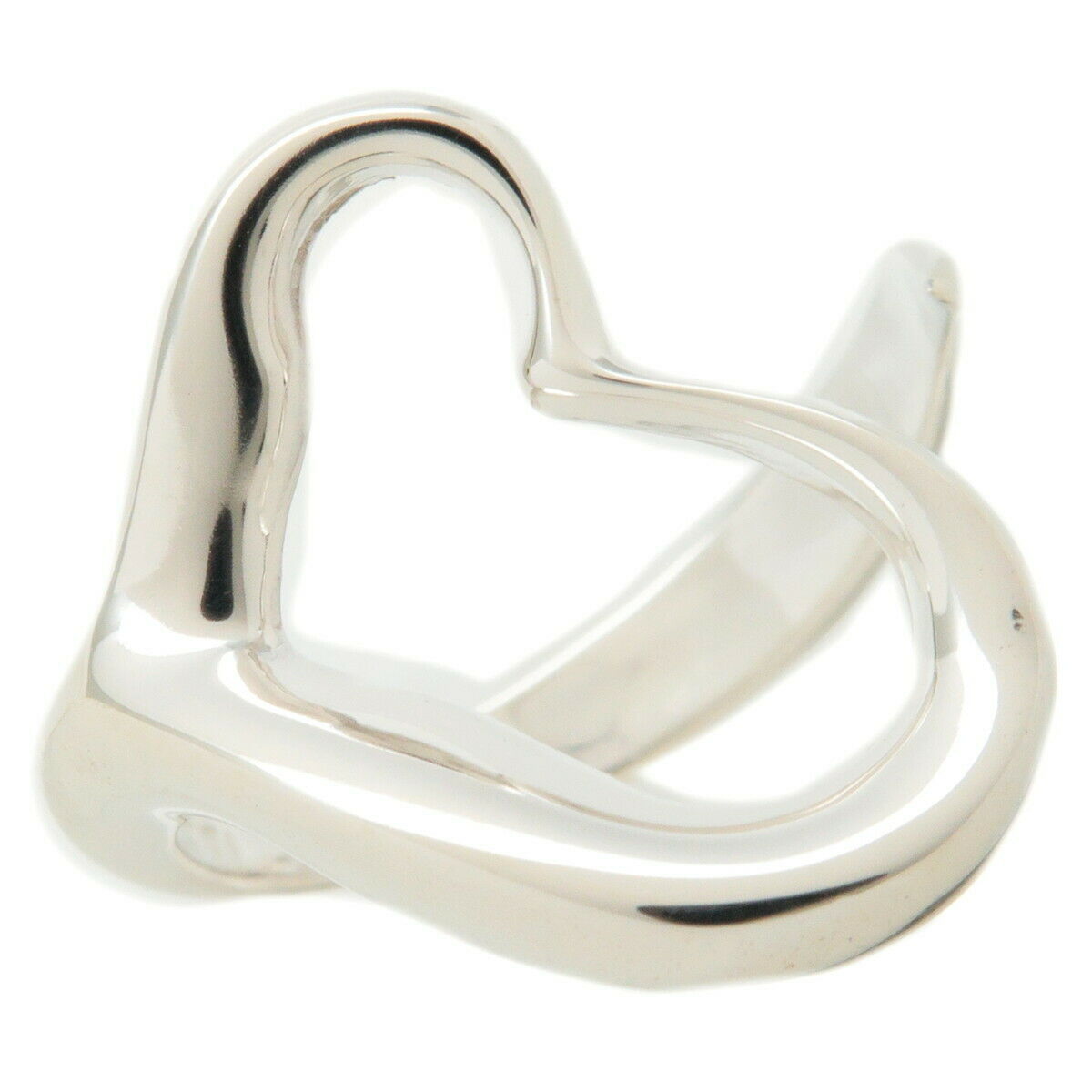 Authentic TiffanyCo. Open Heart Ring Medium SV925 Silver #9.5 US5-5.5 Used F/S