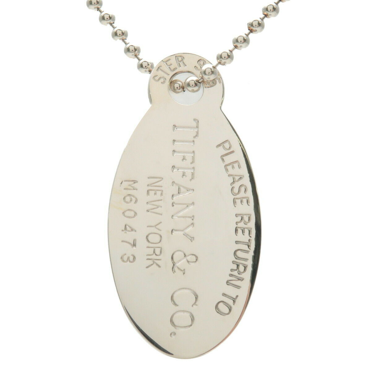 Authentic TiffanyCo. Return to Tiffany Oval Tag Chain Necklace Silver Used F/S