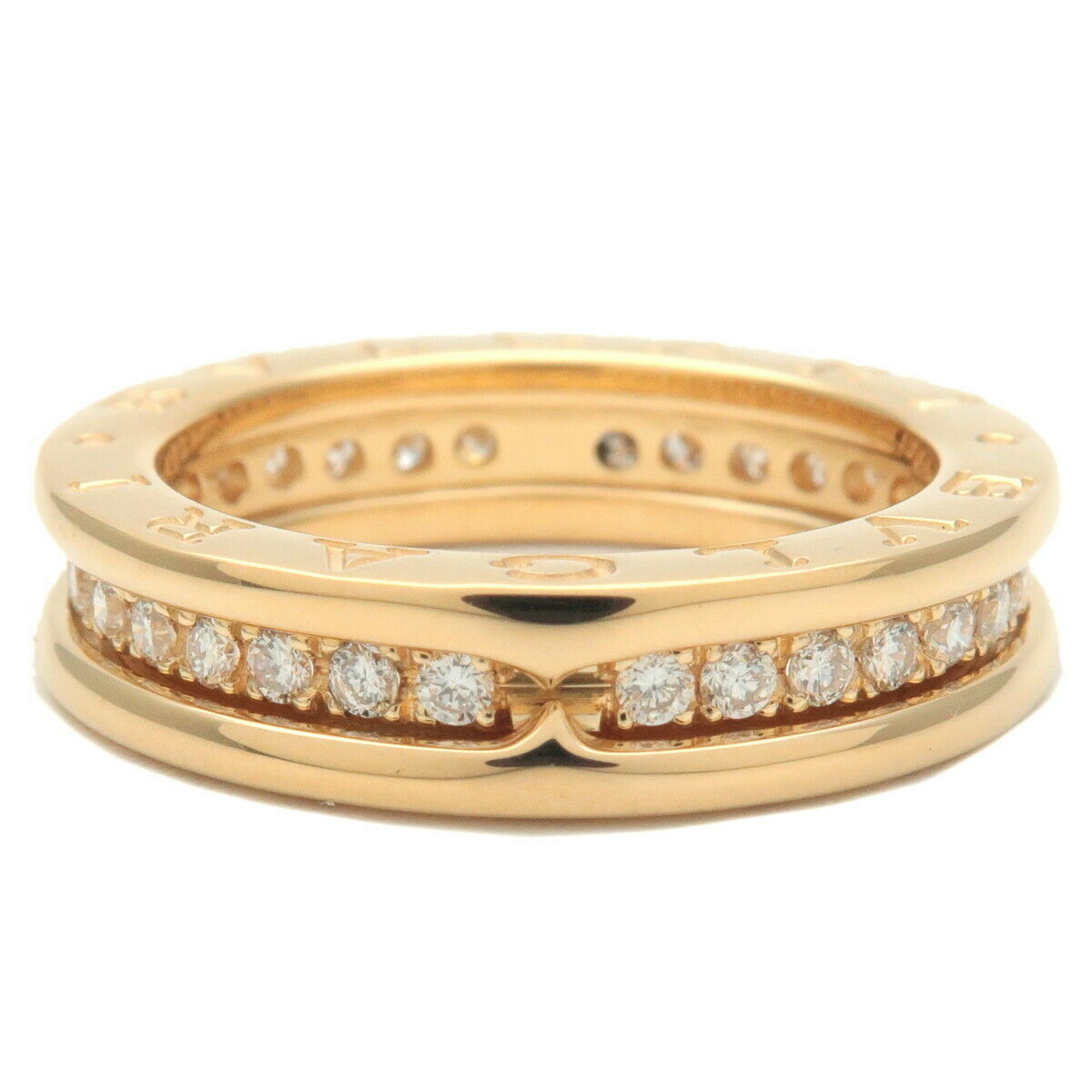 Auth BVLGARI B-zero1 Full Diamond Ring XS K18YG Yellow Gold #51 US5.5 Used F/S