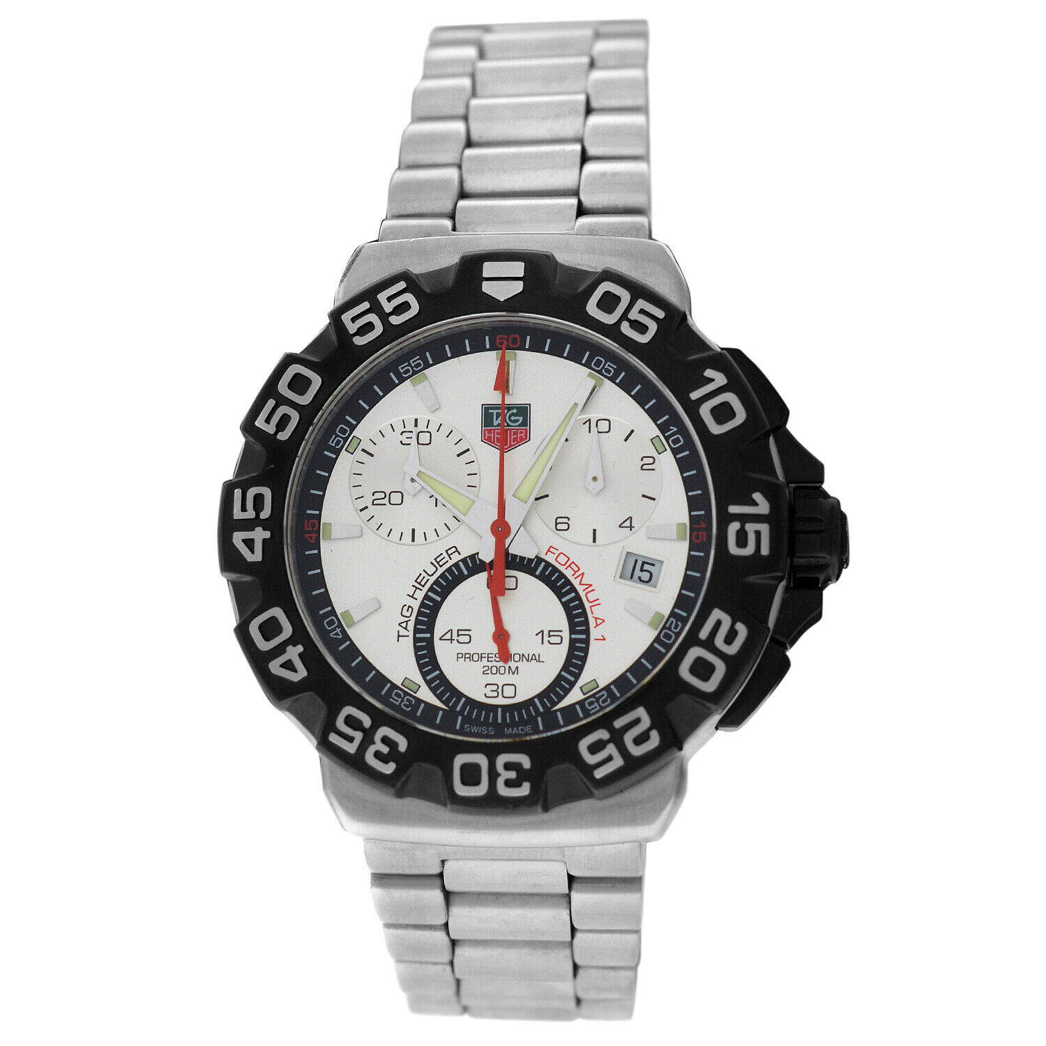 Tag Heuer Formula 1 CAH1111 Mens Stainless Steel Date Chrono Quartz 41MM Watch