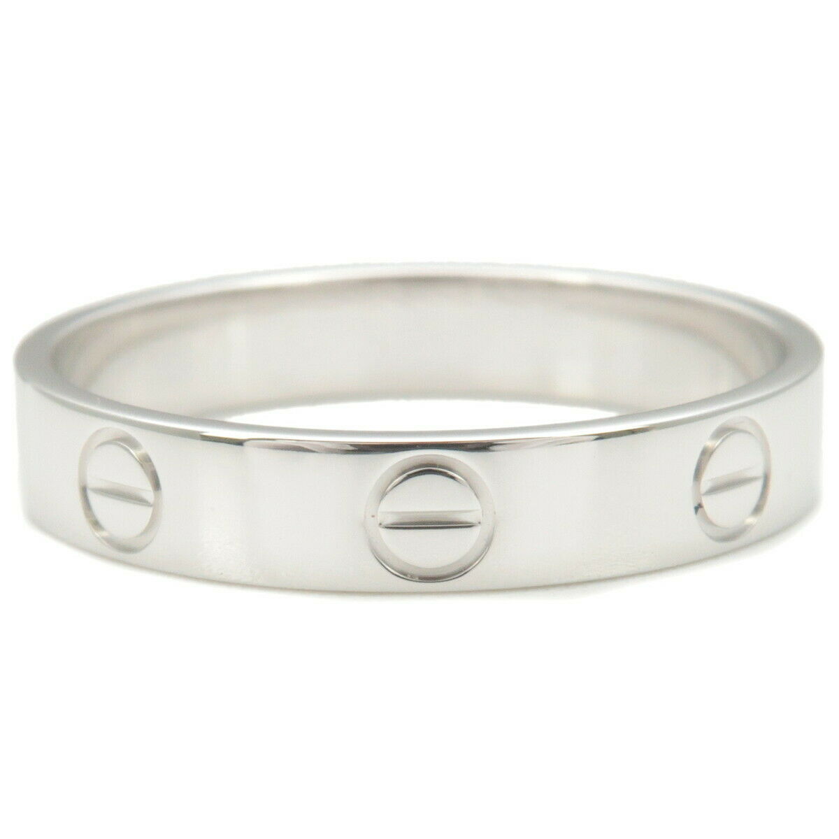 Authentic Cartier Mini Love Ring K18WG 750WG White Gold #56 US7.5-8 Used F/S
