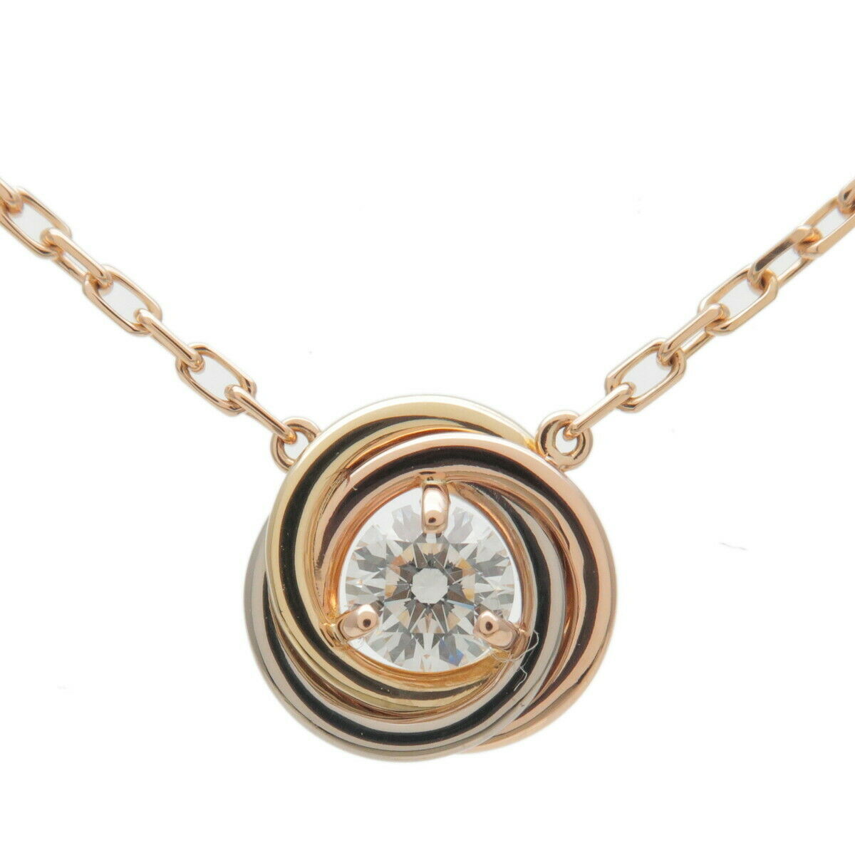 Auth Cartier Trinity Necklace 1P Diamond K18 750 Yellow/White/Rose Gold Used F/S