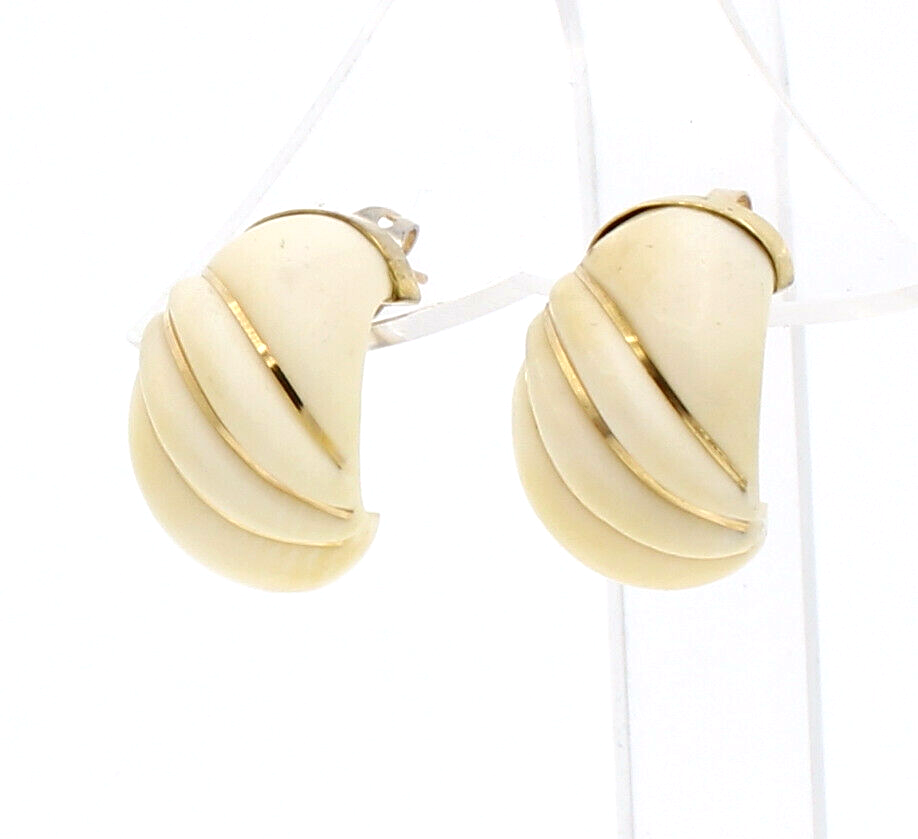 Fine Estate 14k Yellow Gold Bone Earrings