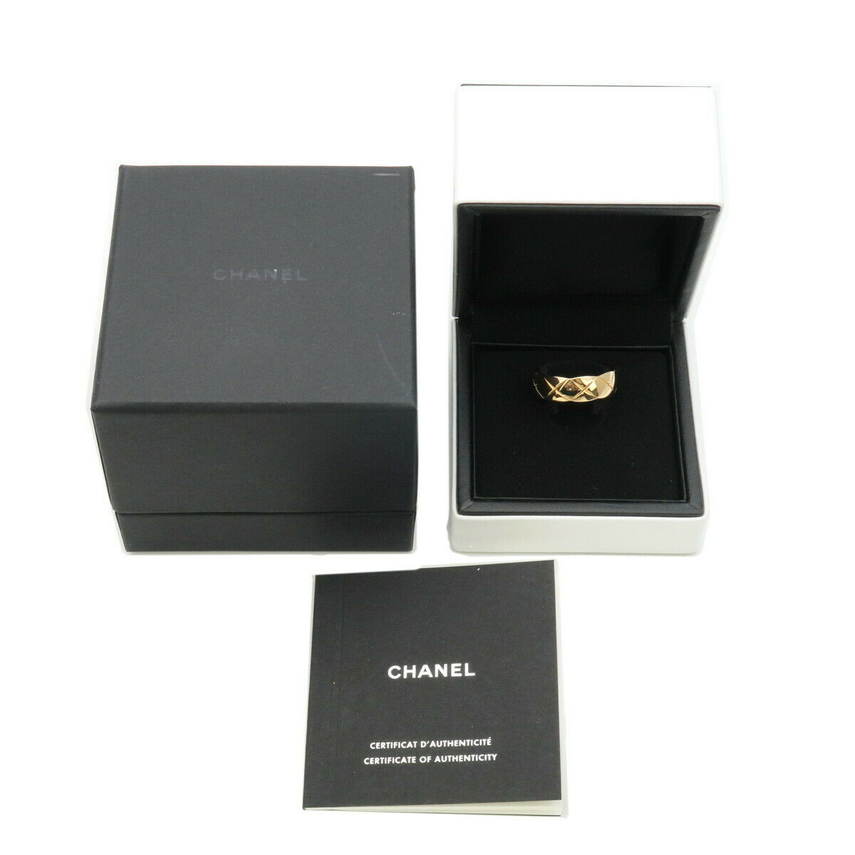 Auth CHANEL Coco Crush Ring Medium K18 750 Yellow Gold #56 US7.5-8