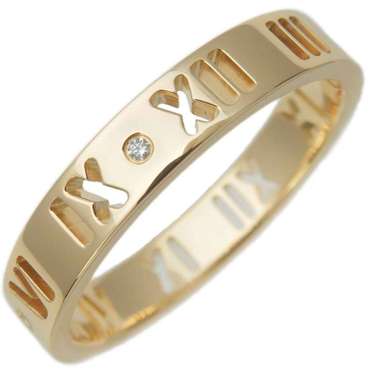Auth TiffanyCo. Pierced Atlas 4P Diamond Ring K18 750YG US6.5 EU53 Used F/S