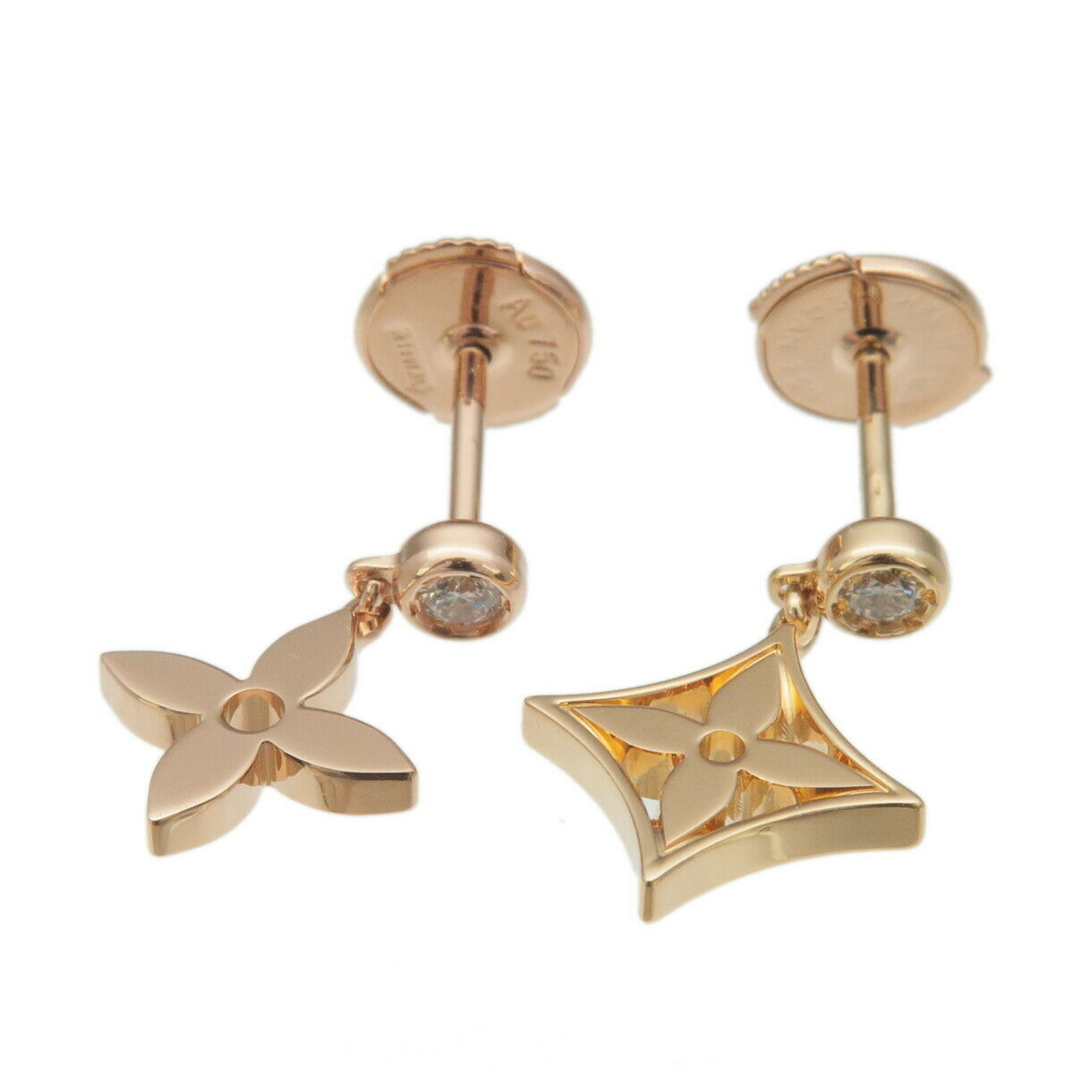 Auth Louis Vuitton Puce Monogram Idylle Diamond Earrings 750PG Q69168 Used F/S