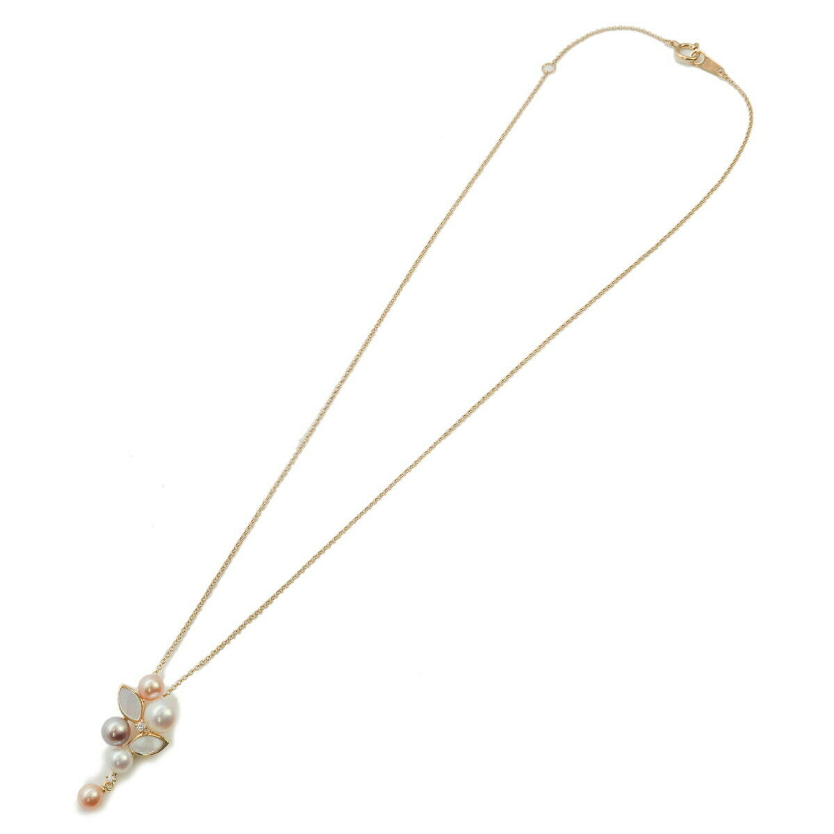 Auth TASAKI Pearl Shell Diamond Necklace 0.02ct K18 750YG Yellow Gold Used F/S