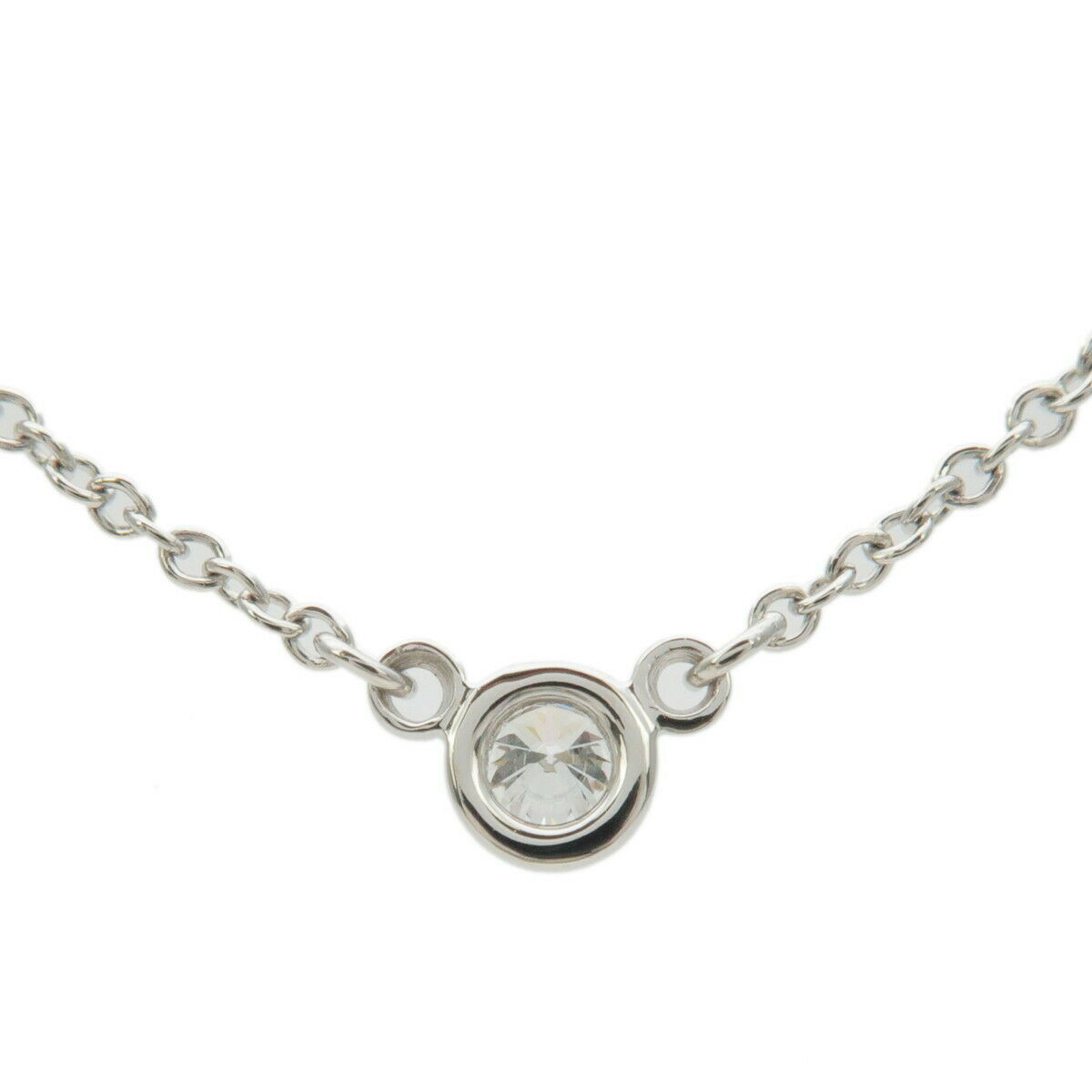 Auth TiffanyCo. By The Yard 1P Diamond Necklace 0.08ct PT950 Platinum Used F/S