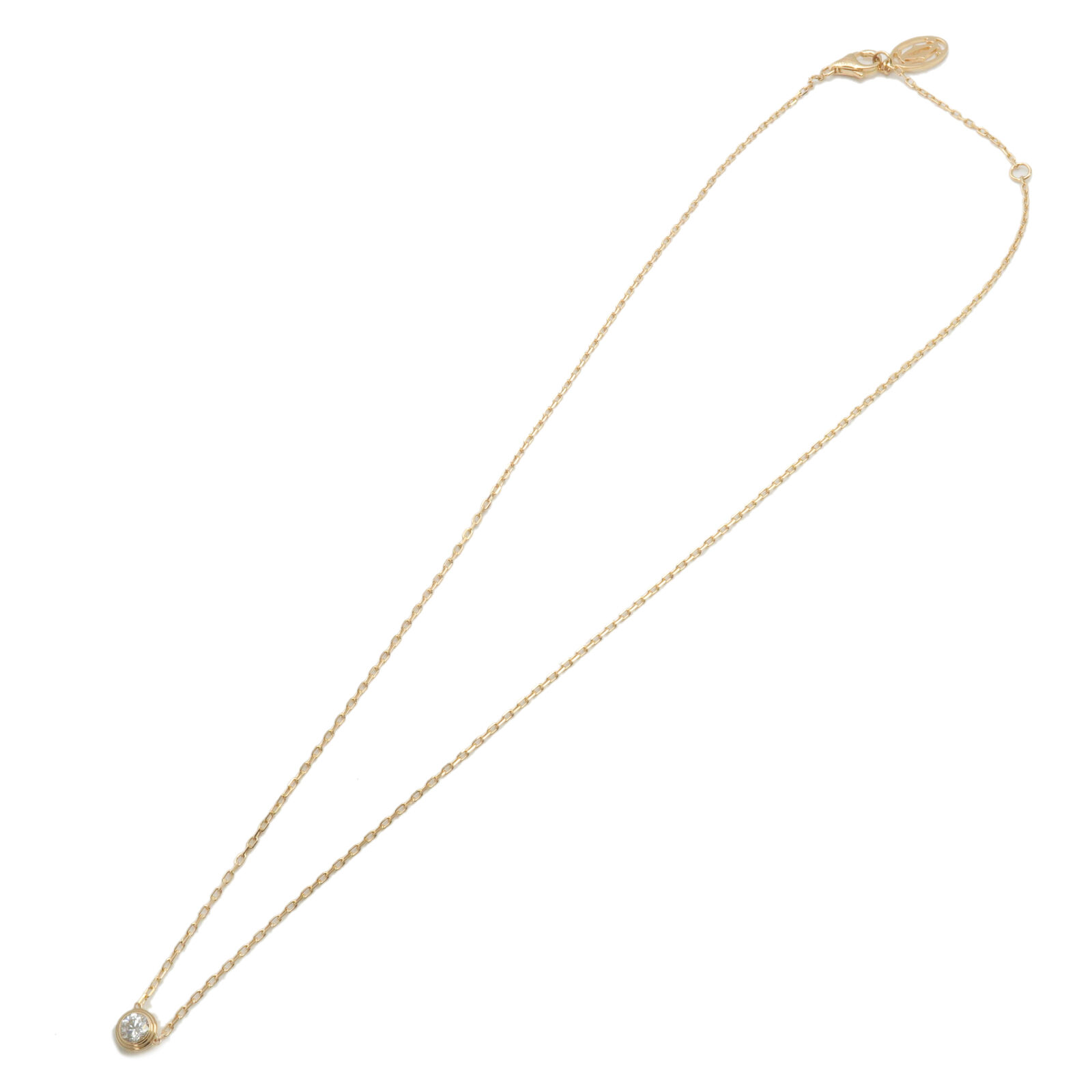 Auth Cartier Diamant Légers de Cartier LM 1P Diamond Necklace