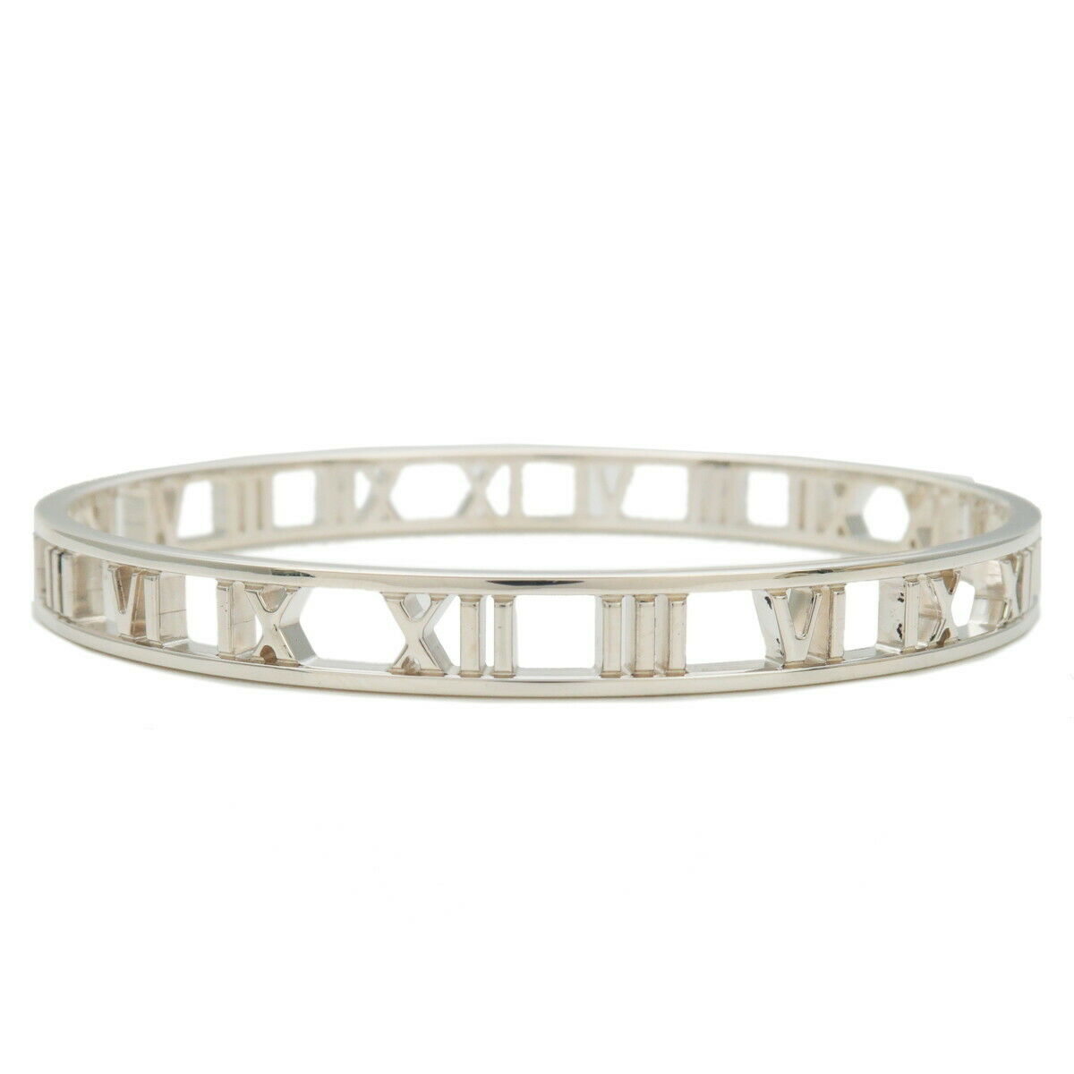 Authentic TiffanyCo. Atlas Open Bangle Bracelet  Silver Used F/S