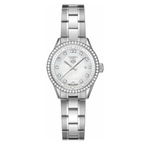 Tag Heuer Carrera   Ladies Diamond Steel MOP Date 28MM Quartz Watch