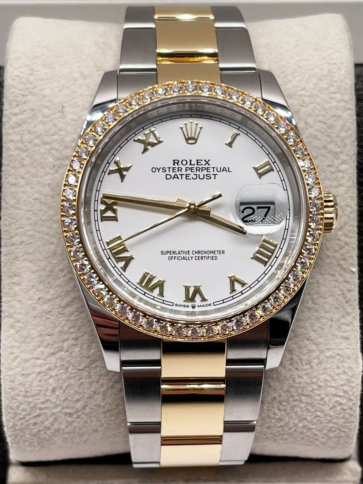 Rolex Datejust 36mm White Roman Diamond Bezel