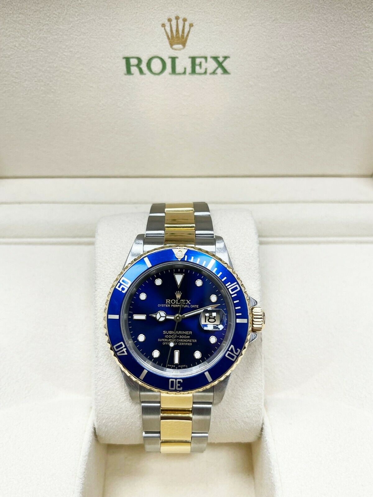 Rolex Submariner 16613 Blue Dial 18K Yellow Gold Stainless Steel