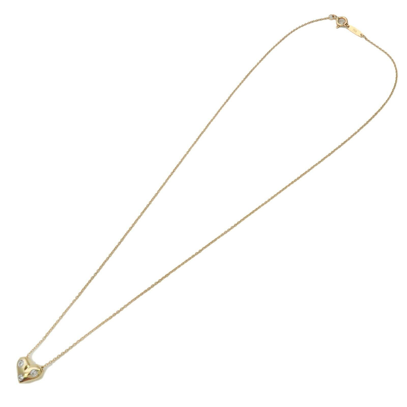 Auth TiffanyCo. Dots Heart 3P Dimaond Necklace  Yellow Gold Used F/S