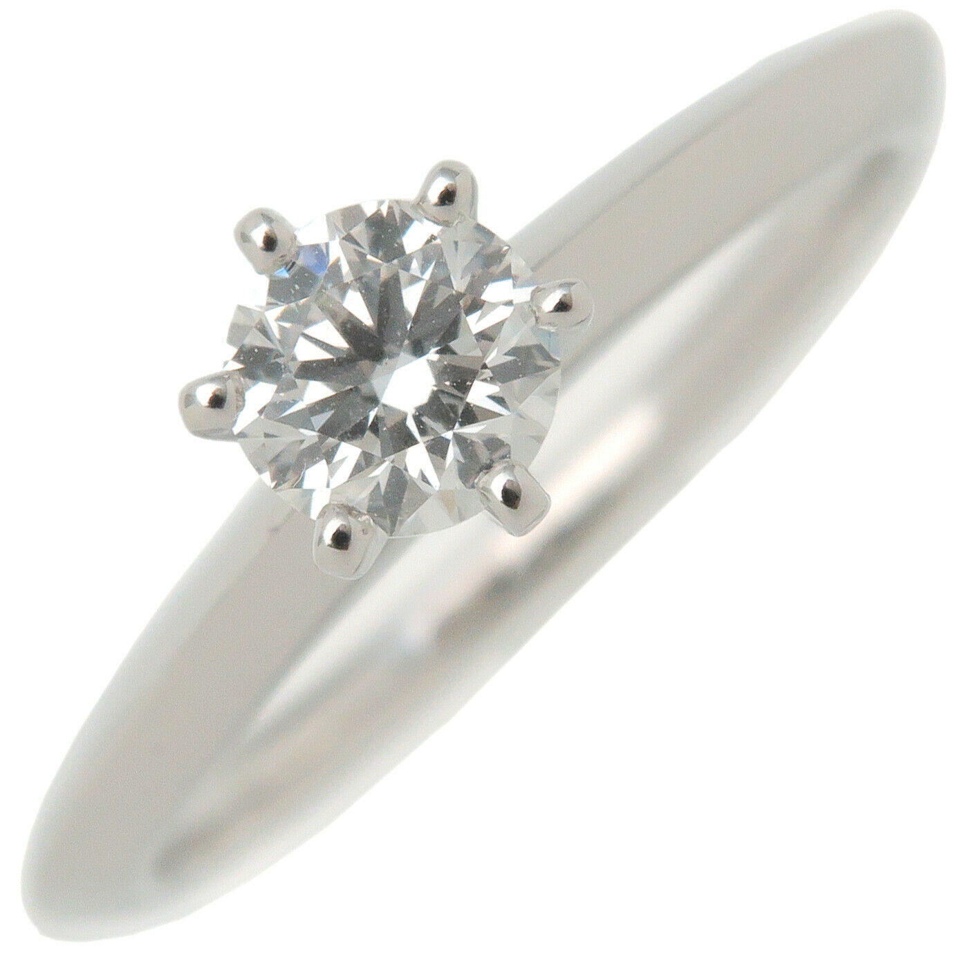 Authentic TiffanyCo. Solitaire Diamond Ring 0.35ct Platinum US5.5-6 Used F/S