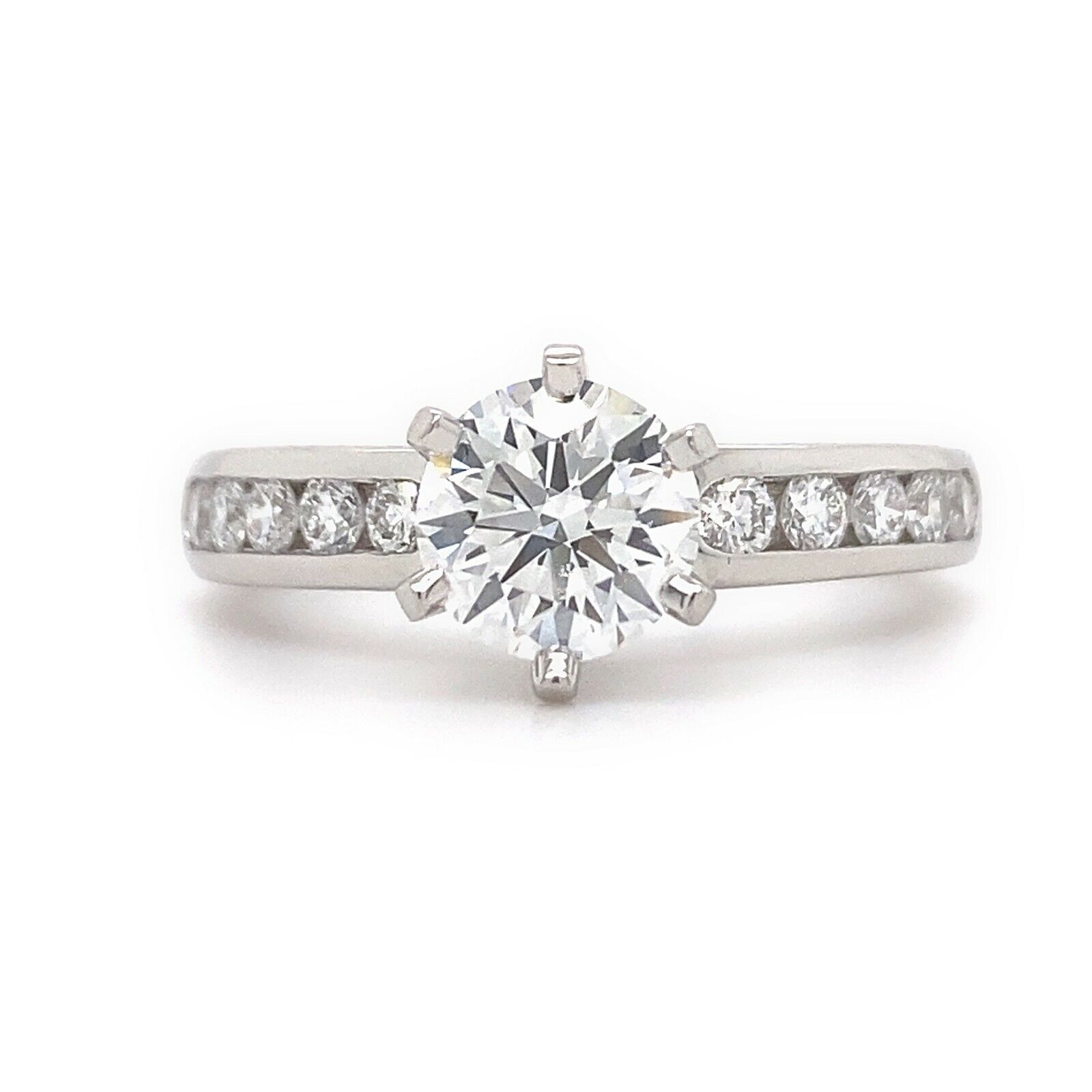 TIFFANY  CO Round Diamond 1.34 tcw Channel Set Diamond Band Engagement Ring