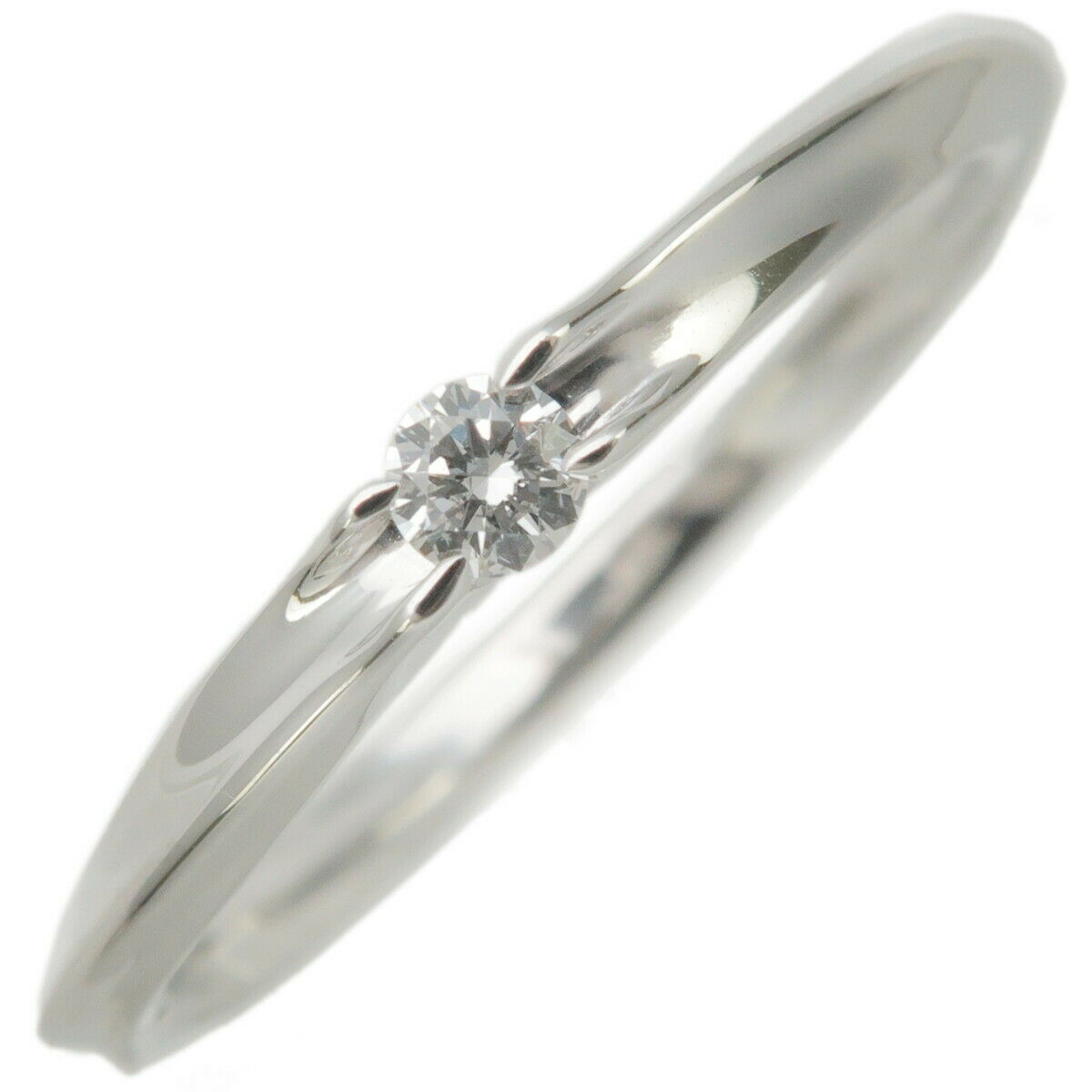 Auth STAR JEWELRY 1P Diamond Ring 0.05ct K18 750 White Gold