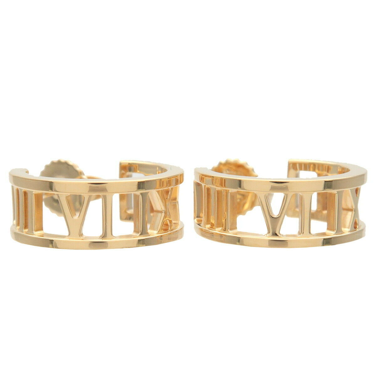Authentic TiffanyCo. Atlas Open Hoop Earrings K18 750 Yellow Gold Used F/S