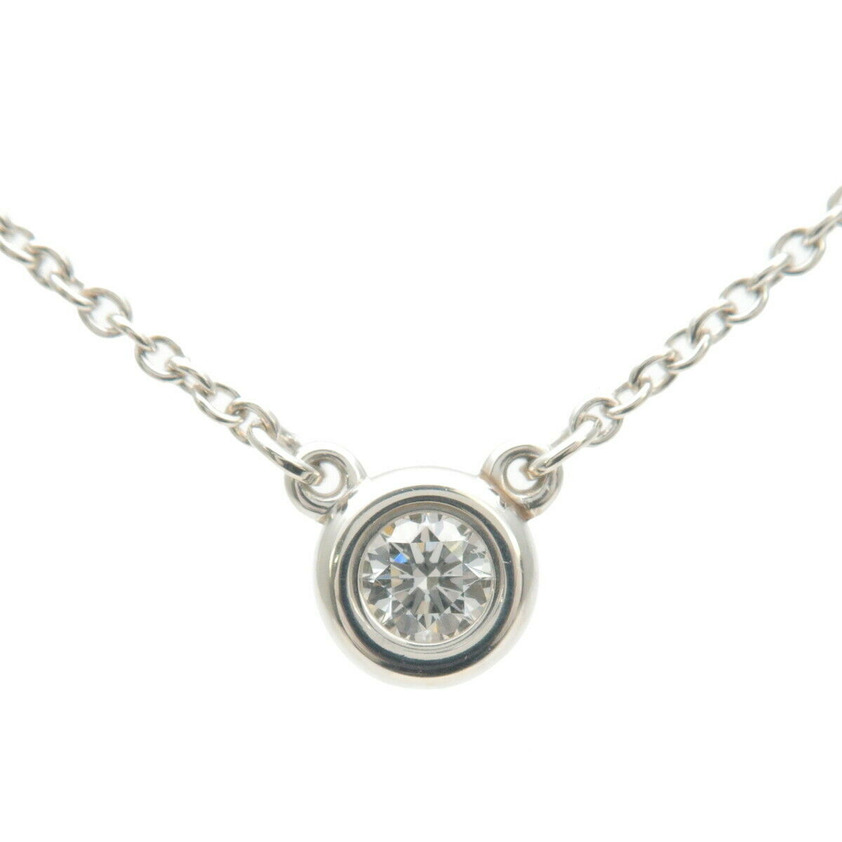 Authentic TiffanyCo. By The Yard 1P Diamond Necklace 0.10ct Silver Used F/S
