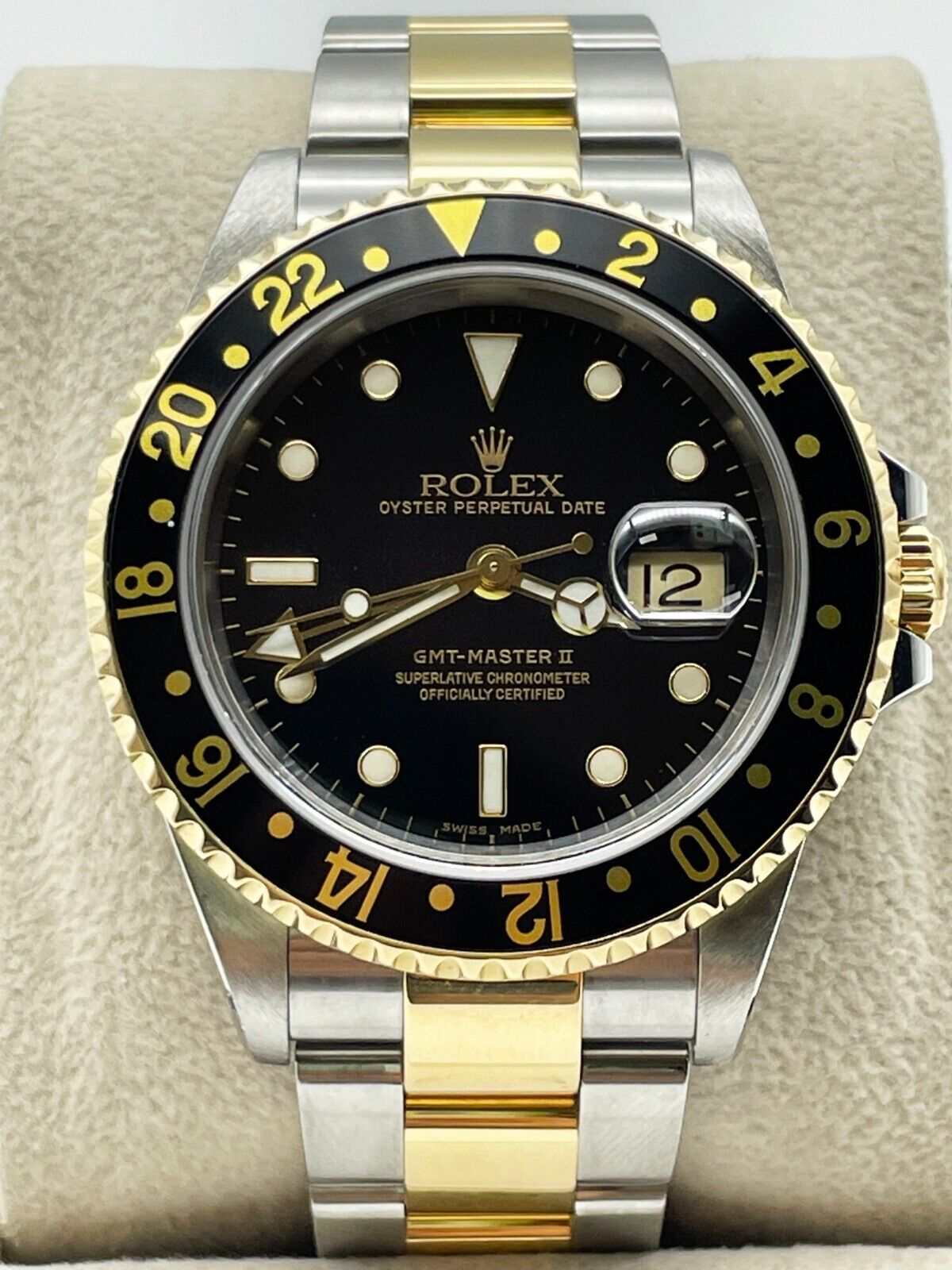 Rolex GMT Master II 16713 Black Dial 18K Yellow Gold Stainless