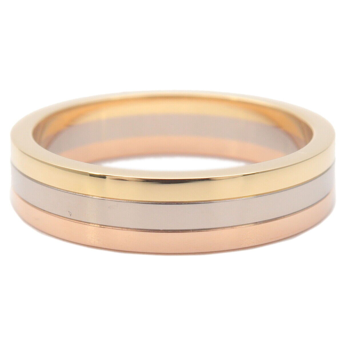 Authentic Cartier Three Color Ring K18 750 YG/WG/PG #56 US7.5-8 EU56.5 Used F/S