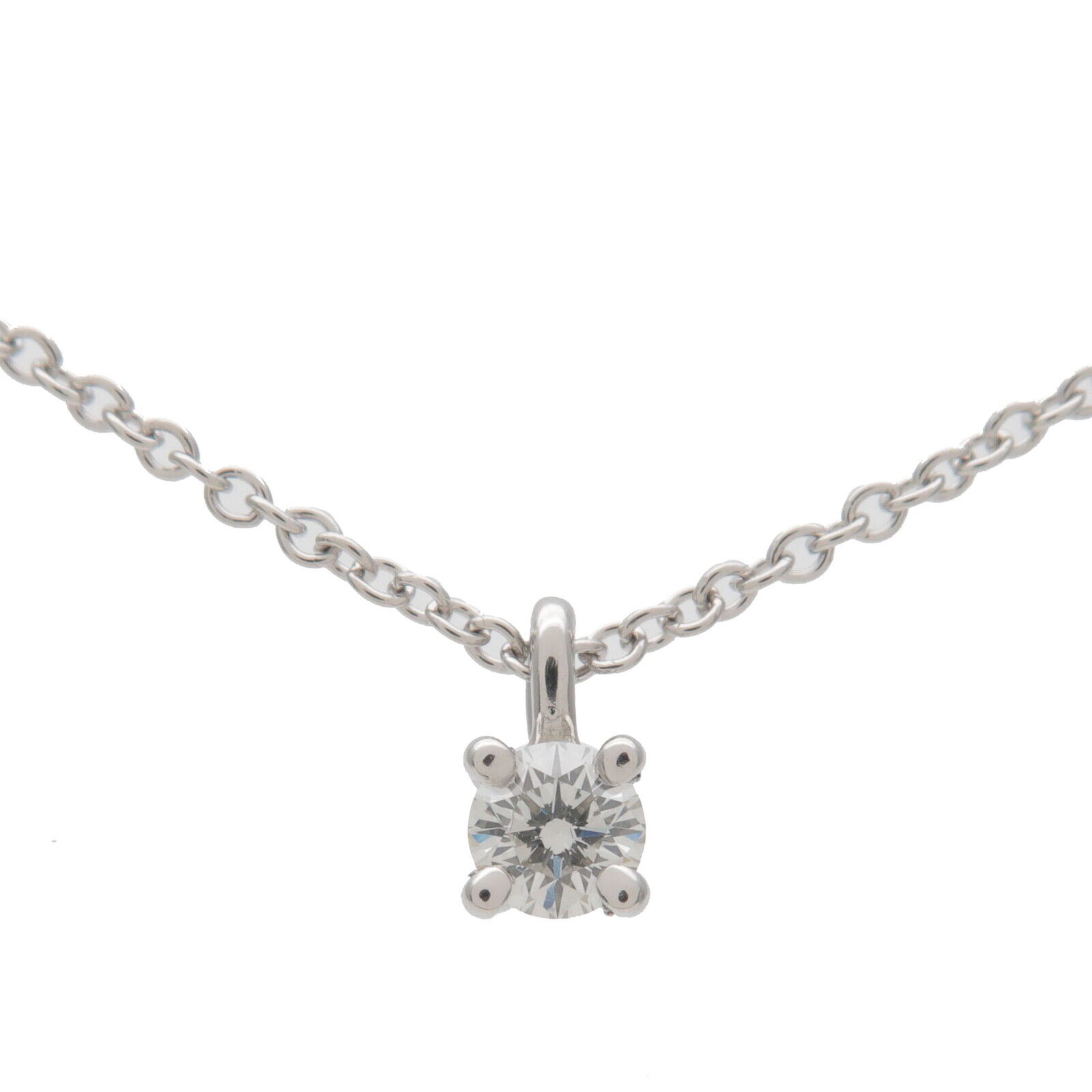 Authentic TiffanyCo. Solitaire 1P Diamond Necklace PT950 Platinum Used F/S