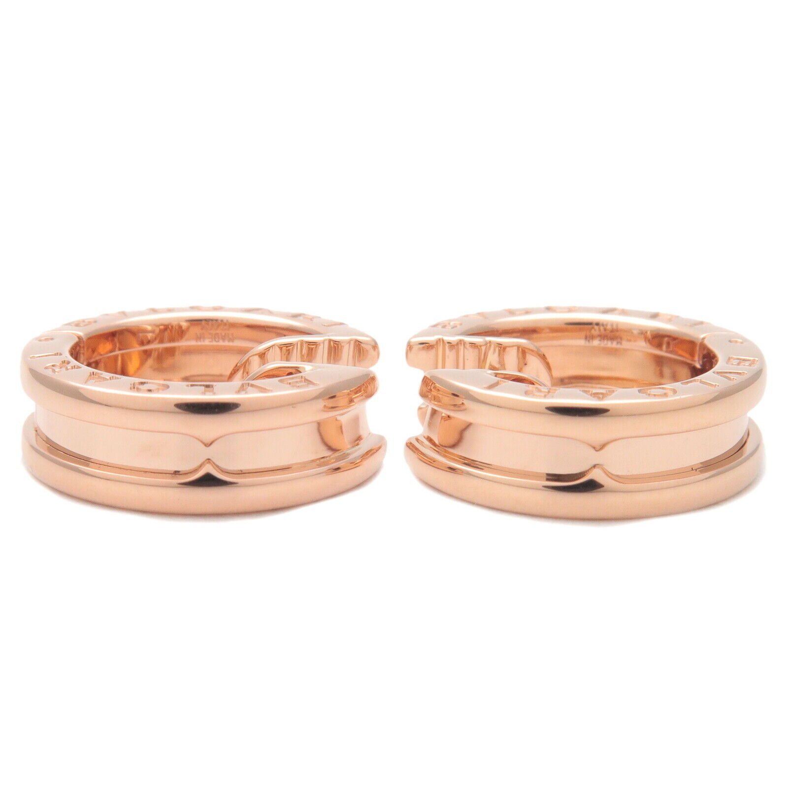Authentic BVLGARI B-zero1 Earrings K18PG 750 Rose Gold Used