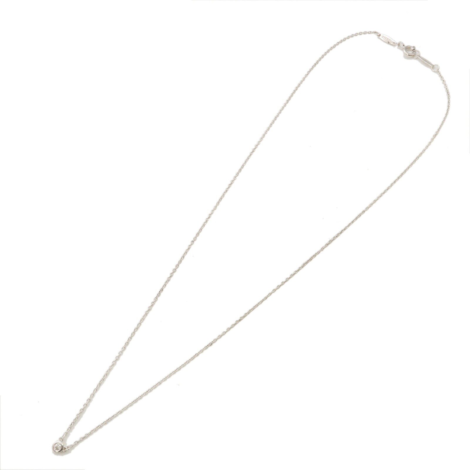 Authentic TiffanyCo. By The Yard 1P Diamond Necklace 0.03ct 925 Silver Used F/S