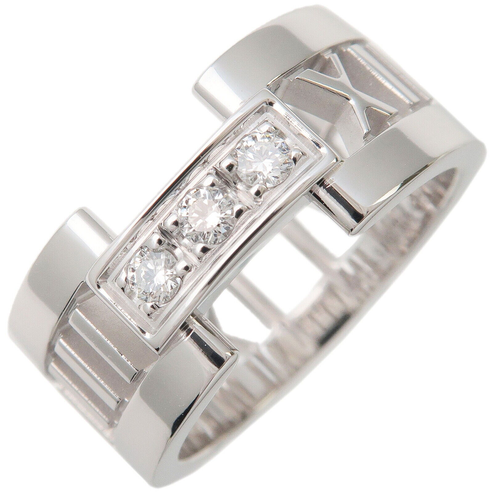 Authentic TiffanyCo. Atlas Open Ring 3P Diamond K18  Used