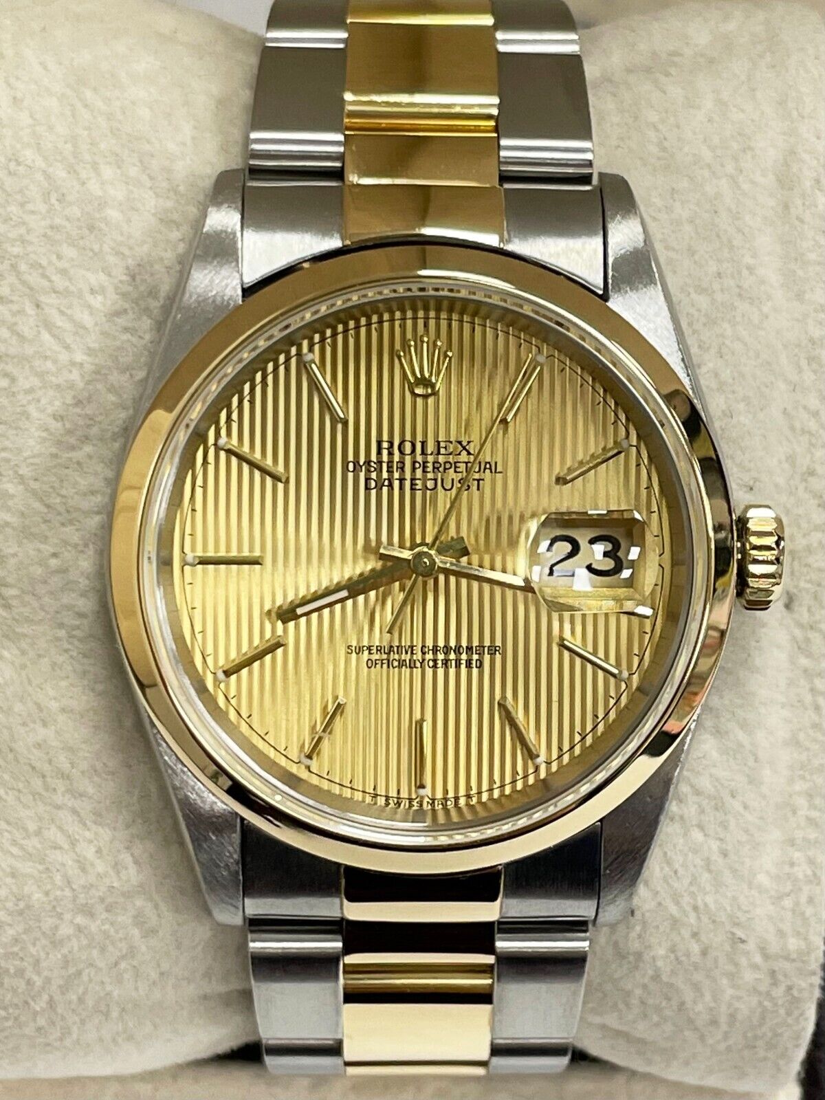 Rolex Datejust Tapestry Dial 18K Yellow Gold Stainless