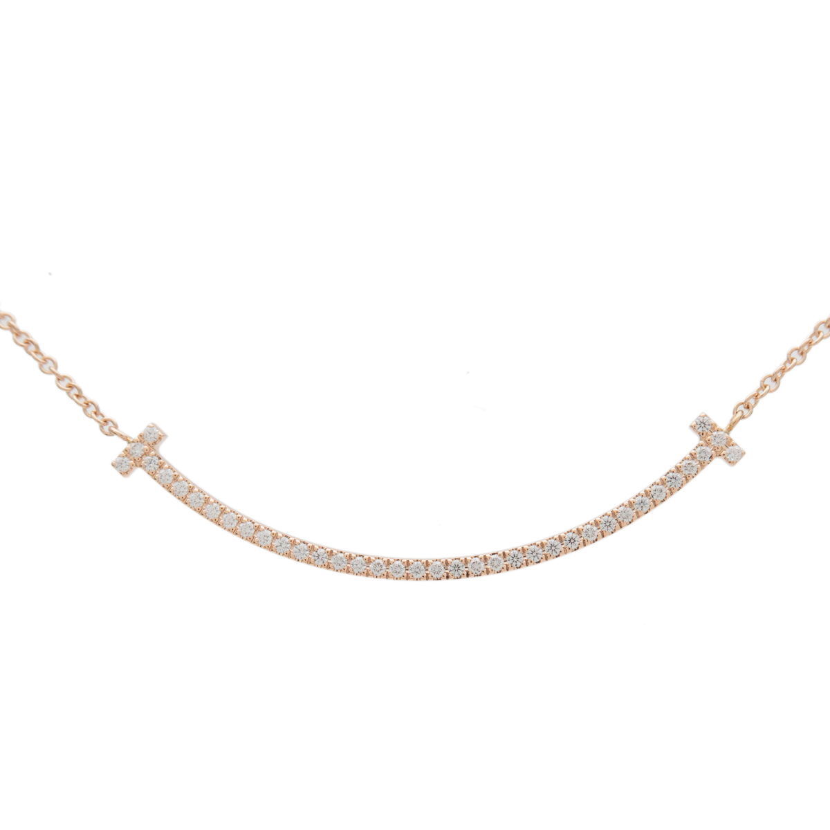 Authentic TiffanyCo. T Smile Small Diamond Necklace