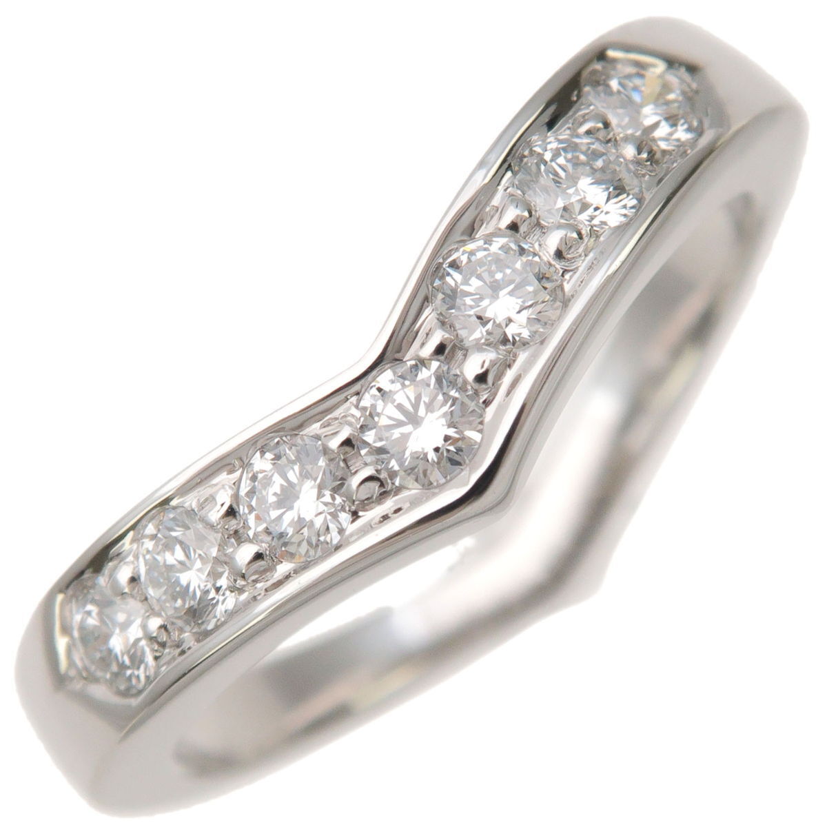 Authentic TiffanyCo. V Band Ring 7P Diamond 950 Platinum