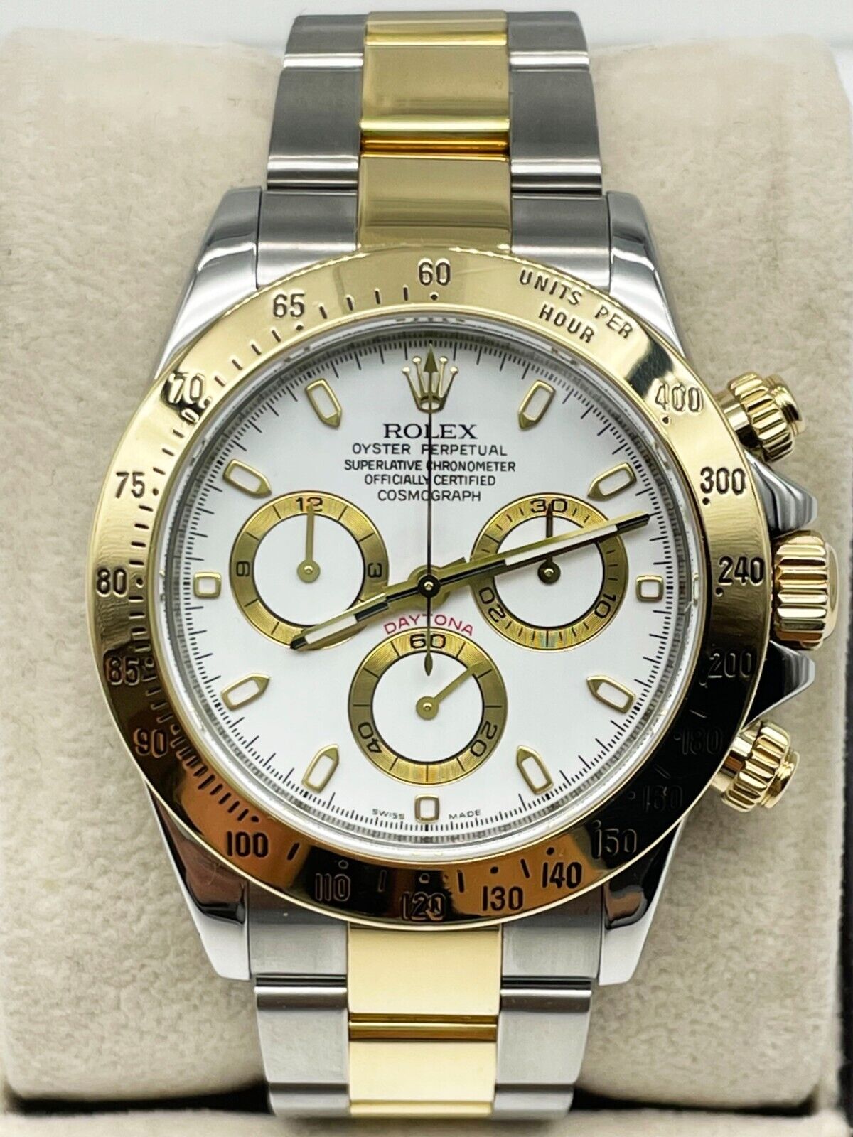 Rolex Daytona White Dial 18K Yellow Gold Stainless Steel