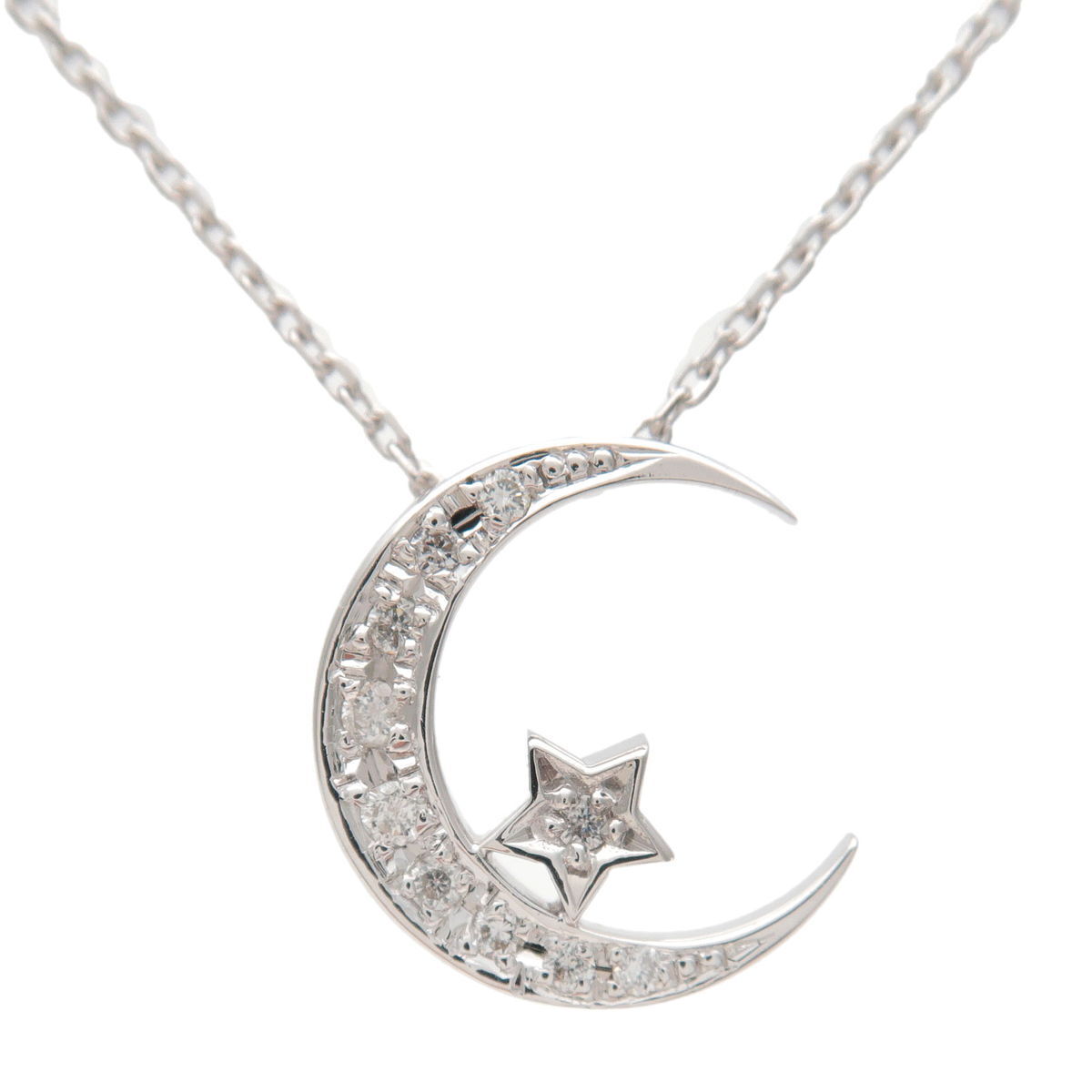 Authentic VENDOME AOYAMA Crescent Moon Motif Diamond Necklace