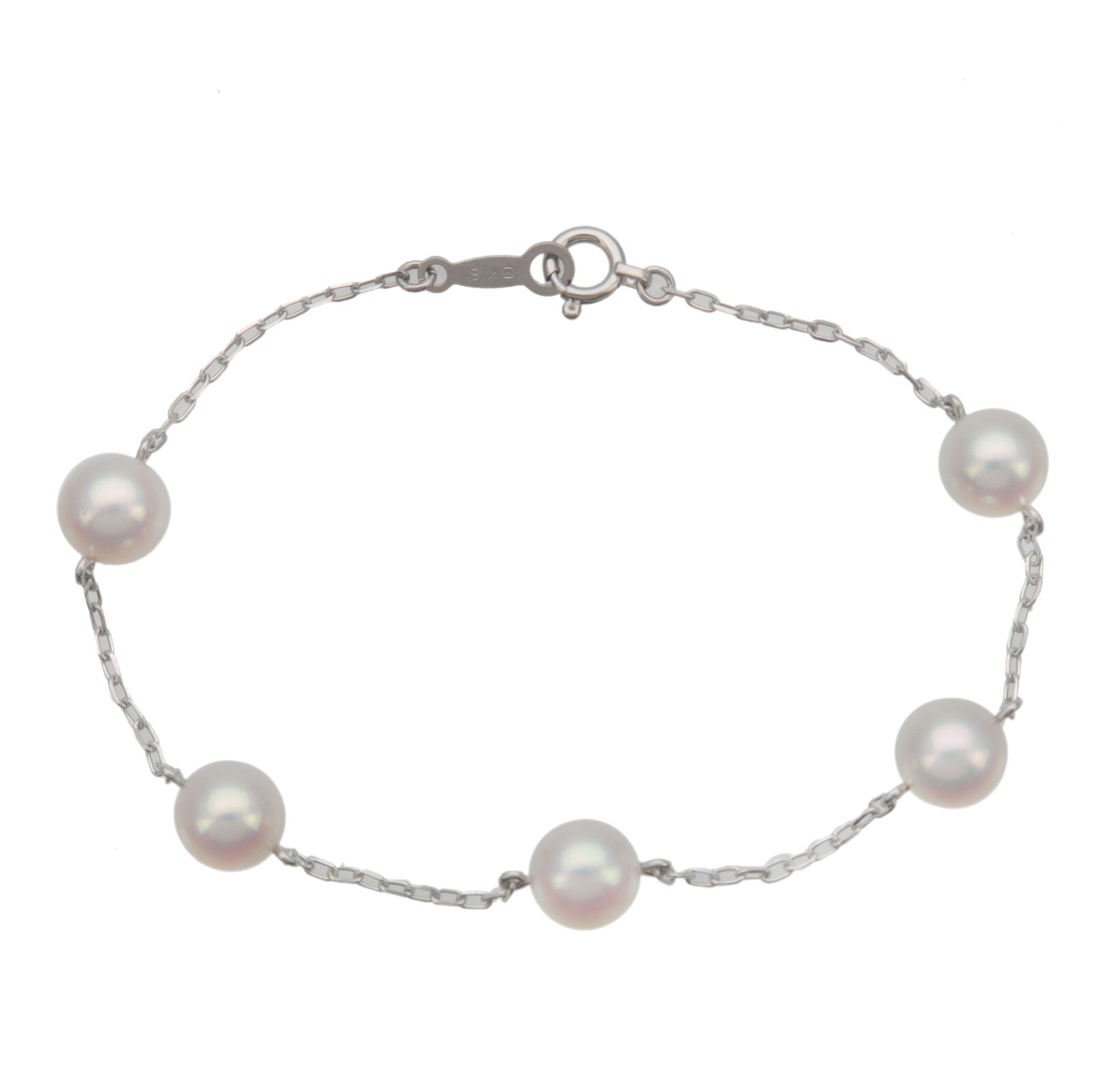 Authentic MIKIMOTO 5P Pearl Bracelet K18WG 750WG White Gold