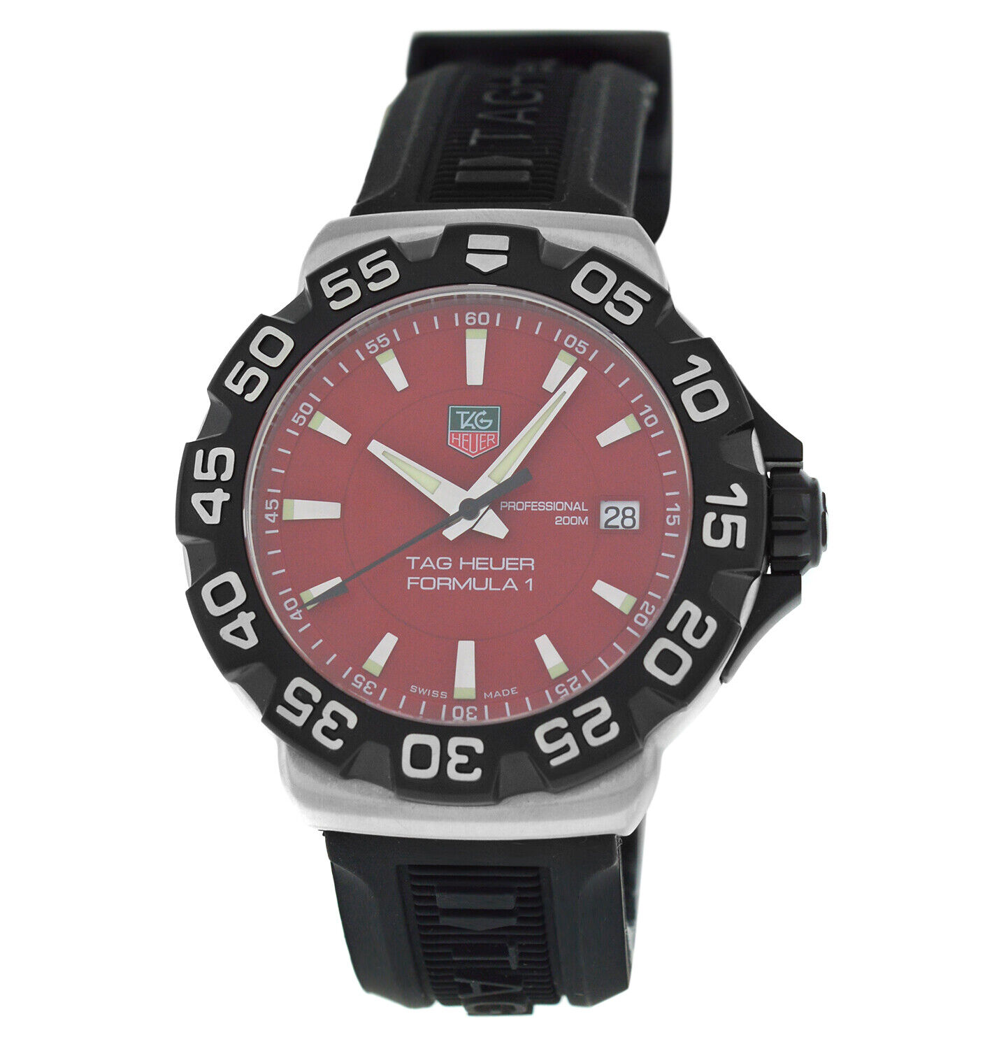 Tag Heuer Formula 1 Mens Stainless Steel Date Red Dial Quartz Watch